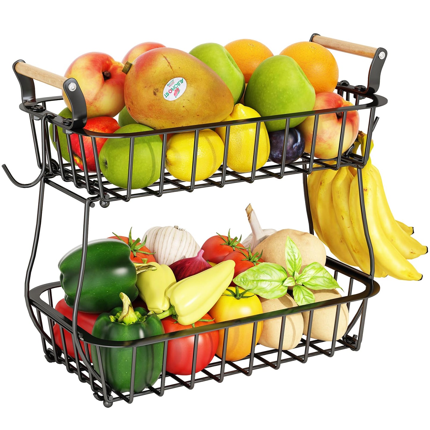 2 Tier Fruit Basket with 2 Banana Hangers