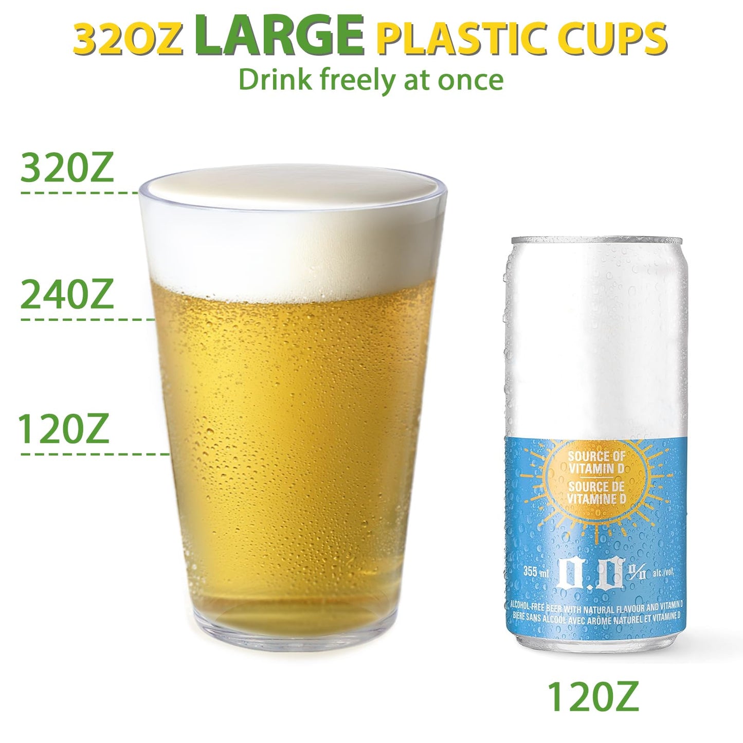 32 OZ Large Plastic Cups Reusable